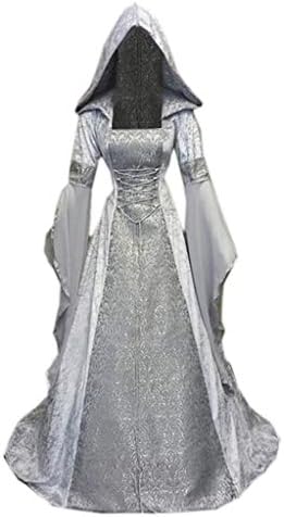 Рокля вещици ZEFOTIM, женски винтажное рокля-палто с качулка, средновековна сватбена рокля с ръкави-тръби, рокля за cosplay