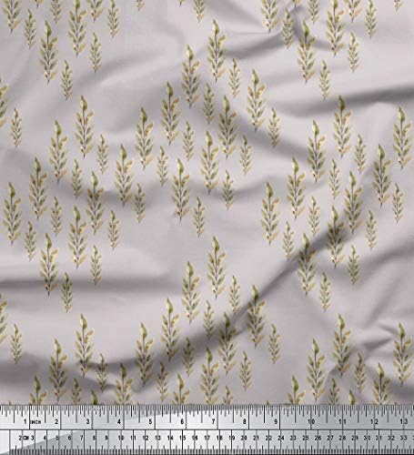 Соймой сив памучен плат от поплин, кърпа с принтом листа с ширина 58 см