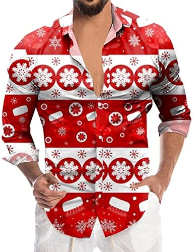 GDJGTA Мъжки Модни и Ежедневни Коледна Дигитален 3D Печат Празнична Риза С Ревера и Бутони С Дълъг Ръкав, Мъжки t-shirt с високо
