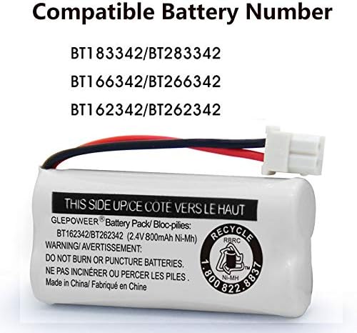 Батерии за безжични телефони GLEPOWEER BT162342 BT262342, съвместими с телефонна шнорхел BT183342 BT283342 BT166342 BT266342 CS6114