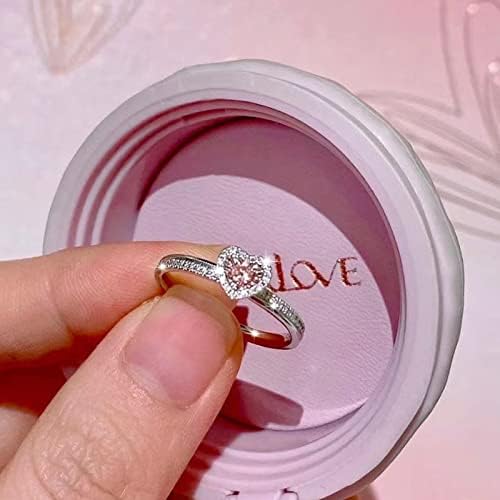 2023 Нов Пръстен с розов диамант Дама на Любовта под формата На Сърце, Розов Пръстен с Имитация на Мозамбикского диамант подарък на