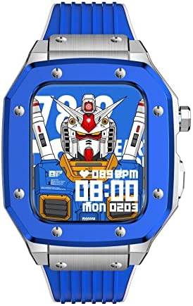 Калъф за часа от сплав DYIZU Каишка за Apple Watch band Series 7 45 мм Луксозен Метален Гума комплект за промяна на часа от Неръждаема Стомана, 44 мм 42 мм и каишка за часовник (Цвят: 10