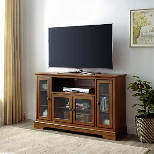 Универсална поставка за телевизор Уокър Edison Traditional Wood за телевизор с плосък екран до 58 см в Развлекателния център Хола, 52 инча, кафяв