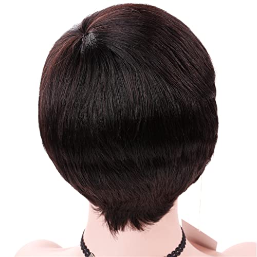 ELISHEVA къса перуки, изработени от човешка коса, перуки, с бретон, къси перуки, изработени от човешка коса за черни жени, цвят 1Б