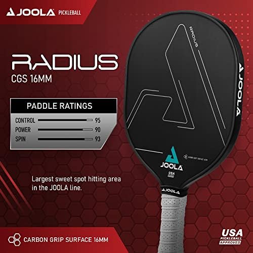 Гребло за пиклбола JOOLA Radius Pro с текстурирана повърхност от въглеродна стомана и кожена чанта пиклбола Essentials Sling - побира 2 ракети и топка 4 - Има преден джоб кука за огр