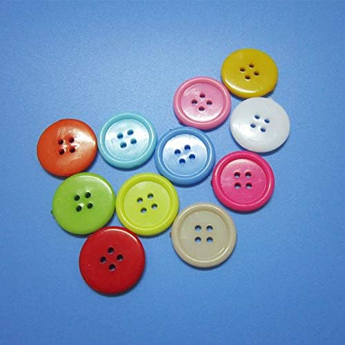 100 Бр Копчета от смола за шиене с дължина 1 инч (25 мм) с Кръгла форма, с 4 дупки, Копчета за Шиене, Scrapbooking и занаяти, Многоцветни, 10 цвята, като всеки цвят по 10 бр.