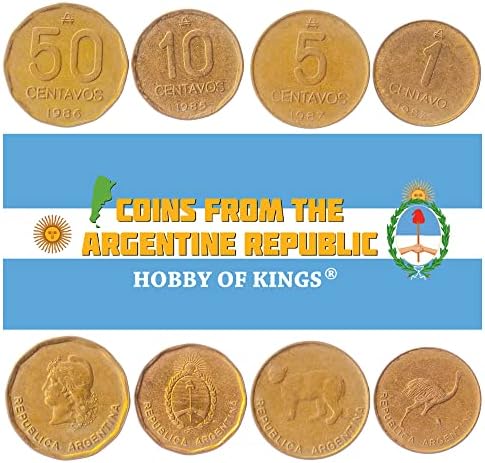 3 Монети от Аржентина | Колекция от Аржентински монети от 5 10 25 песос | В обращение 1961-1968 | El Resero | Кораб | Сол де Майо