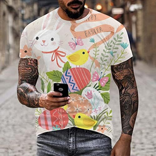 2023 Нова Мъжки Великден Модни и Ежедневни Тениска с Цифрово 3D Принтом, Кръгло деколте и Къси Ръкави, Мъжка Блуза