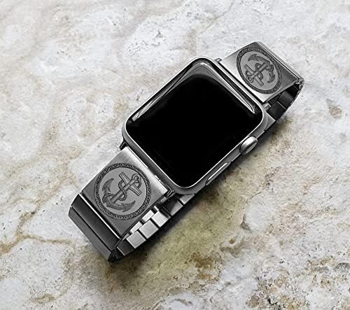 Каишка с надпис NICKSTON Съвместим с Apple Watch Ultra 8 7 6 SE 5 4 3 2 1 Series 38 мм 40 мм 41 мм 42 мм 44 мм 45 мм на 49 мм, Сребърна гривна от неръждаема стомана S-AN1
