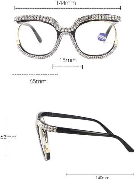 Дамски очила за четене със скъпоценни камъни, стилен кръгли очила, блокер синя светлина