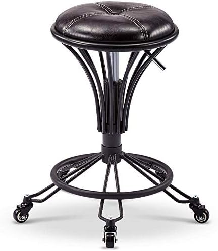Подложки Офис стол на колела, Регулируем Стол с кафява седалка от изкуствена кожа Регулируема Височина 48-58 см, Поддържан тегло 160