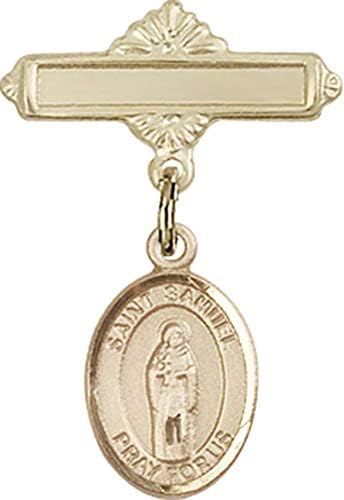 Детски икона Jewels Мания с чар Свети Сэмюэля и полирани игла за бейджа | Детски иконата със златен пълнеж с чар Свети Сэмюэля и полирани