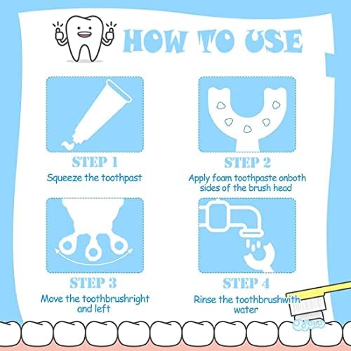 U-Образна четка за Зъби за деца, Детски Силикон Избелващ Масажен вид, Дизайн за почистване на зъбите на 360 градуса, Ръчно Обучение четка за Зъби за деца (6-12 години), 2 б?