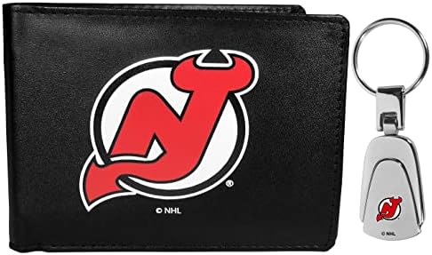 Портфейл Siskiyou Sports NHL New Jersey Devils с двойно разгъване и Стоманена Верига за ключове, Черен, Един размер