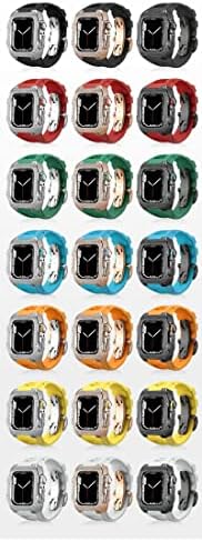 Комплект Модификация Каишка от Фторопластовой гума NEYENS Luxury Diamond за Apple Watch Series 8 7 45 мм, Лъскава Рамка