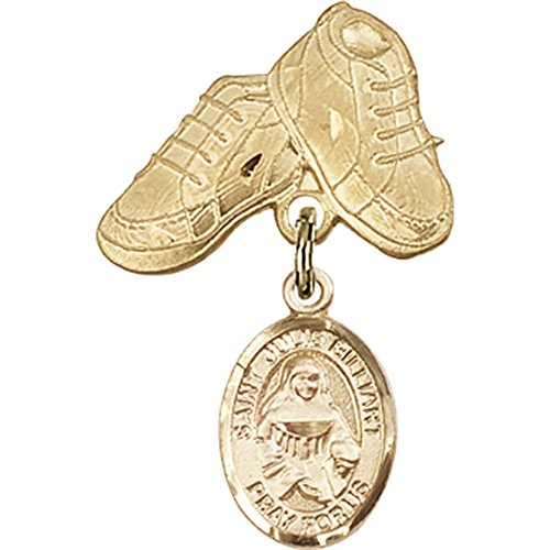 Детски иконата със златен пълнеж с талисман St. Джули Billiart и игла за детски сапожек 1 X 5/8 инча