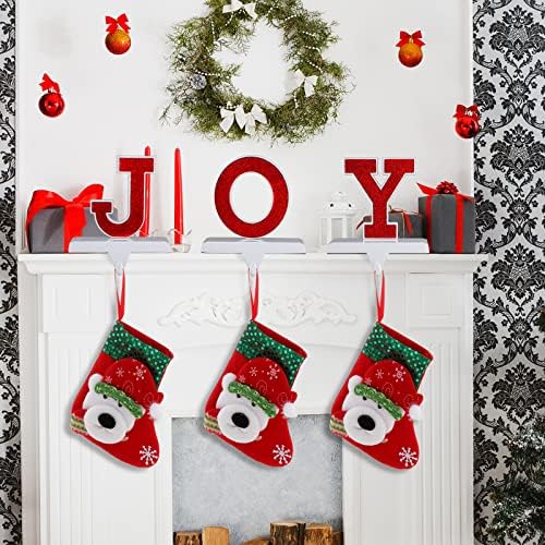 Комплект от 3 Коледни Притежателите за Отглеждане Glitter Joy Метални Закачалки За Отглеждане Камина, Кука Закачалка Манто Куки за Отглеждане