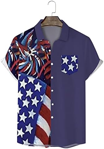 Мъжки Ризи на 4 Юли с Къс Ръкав Копчета, Патриотични Хавайски Ризи за Боулинг, Плажна Риза с Принтом Хартата на САЩ