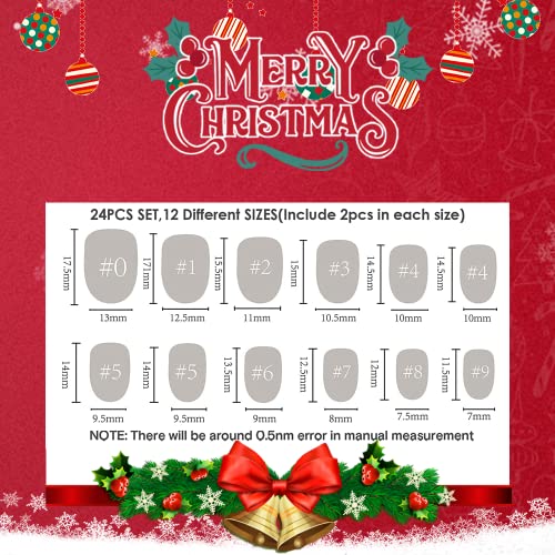 Печат върху ноктите на Дядо Коледа за деца, Къси, овални, червени Режийни ноктите GLAMERMAID Snow Среден размер със Снеговиком в