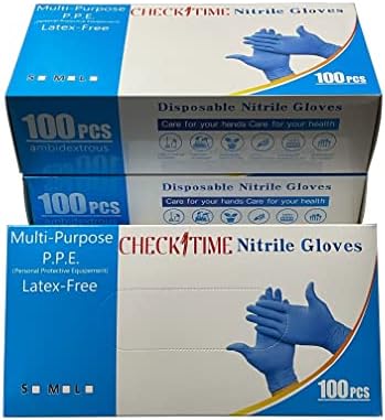 Check1Time Ръкавици за Еднократна употреба от Нитрил Без прах, без латекс, Многофункционални Средства за индивидуална защита,