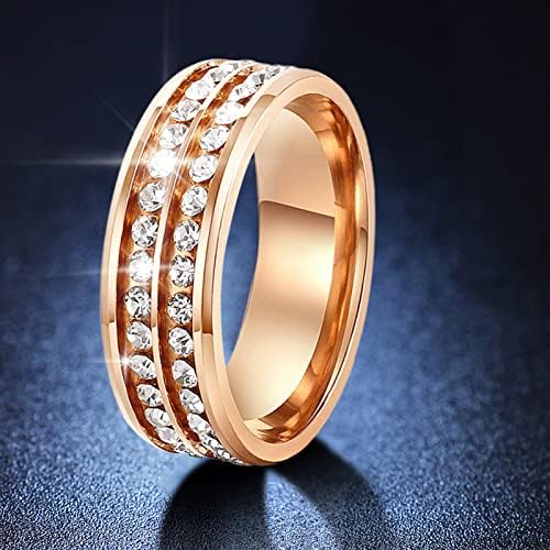2023 Новост of Rings Универсални пълен размер Мъжки пръстени с диаманти Две Женски пръстени Love at First Ring (Розово злато, 12)
