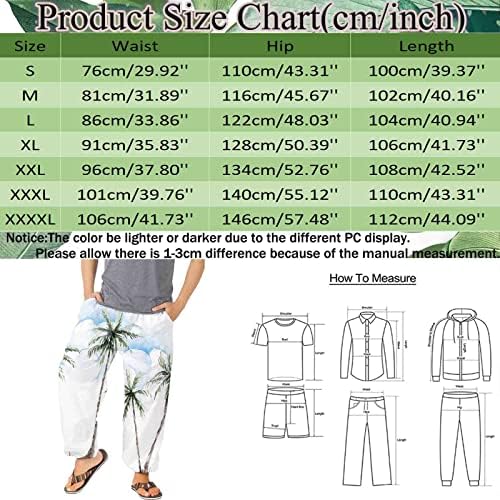 MIASHUI M 1 Мъжки ежедневни панталони универсални свободни панталони големи размери с принтом, модерни плажни панталони с джобове, малки