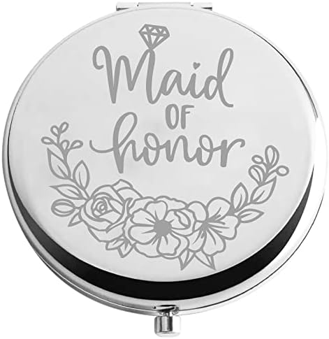 Zuo Bao Сватбена Компактно Огледало Подарък Подружке булката Огледало за грим Шаферка Подарък за Сделки Ръце и сърца, Подарък за Шаферките Цвети (Maid of Honor)