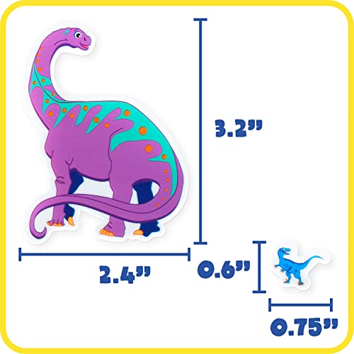 Етикети от стиропор READY 2 LEARN - Динозаврите - Пакет от 152 самозалепващи стикери за деца - 3D Дебеличка етикети с динозаври