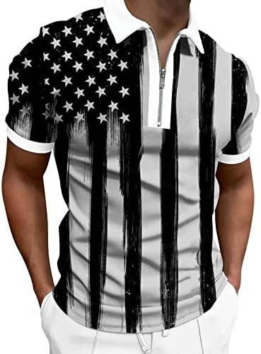 Aiouios Мъжка Риза с 3D Дигитален Печат с Цип с Ревери и Къс Ръкав, Ежедневни Модерна Риза, Мъжки Ризи, Модни Дизайнерски Тънки