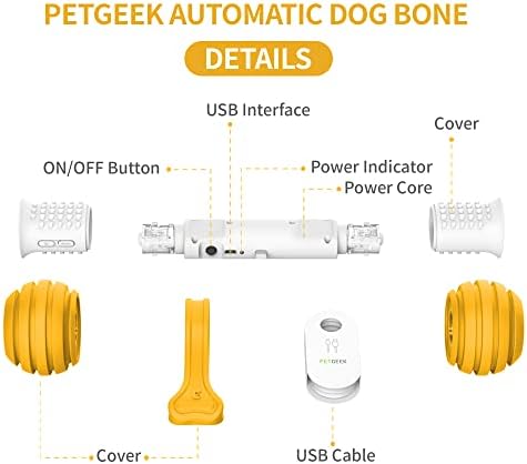 Интерактивни играчки за кучета PETGEEK, Автоматични Играчки за кучета, за да Ги вземат, Електронни Кучешки кости на по-безопасен и траен материал, Оборудвани перезаряж