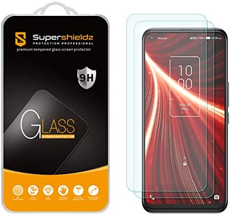 (2 опаковки) Supershieldz, Предназначени за защитни фолиа, изработени от закалено стъкло TCL 10 5G UW, която защитава екрана от