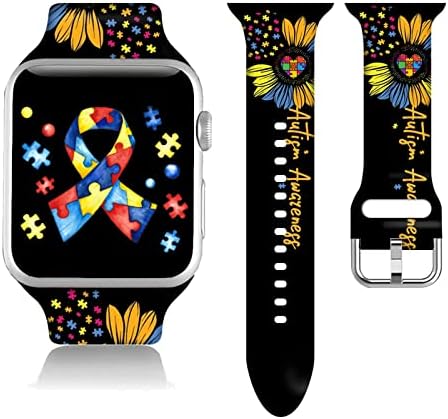 Информираността за аутизма Подаръци Накити Гривна Въжета за Apple Watch Band 38 mm/40 mm/41 мм/42 мм/44 мм/45 мм, Мек силикон каишка за часовник с аутизъм Каишка за Apple Smart Watch Серия 7 6