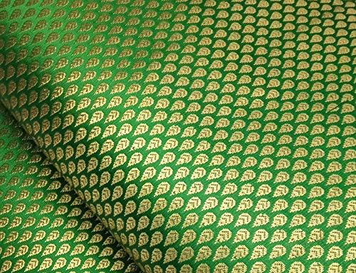 Кърпа за бягане от поли от Коприна Banarasi Brocade /Плат/ Материал за рокля със Златисто пряжей Жаккардовая работа квадратни метра (5 фута, Зелен х Златен)