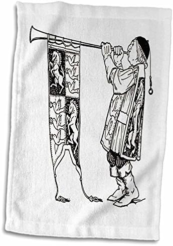 Триизмерно изображение на черно-бял музикант средновековието и флаговых кърпи (twl-174643-3)