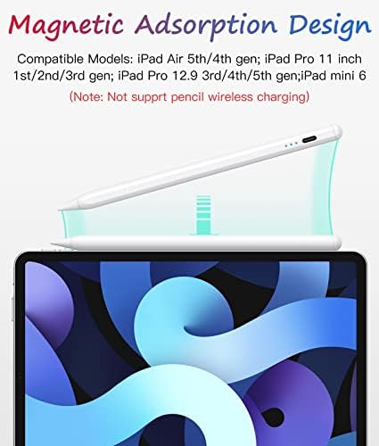 Стилус за iPad (2018-2022), iPad Молив с функция за отклонение на дланта и определяне на наклона, Активен цифров молив за iPad Air 5/4/3,