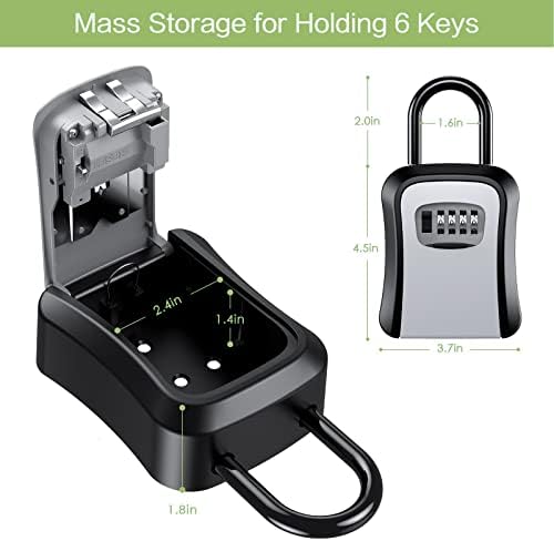 Кутия за ключове KeeKit, Стенен, Сейф за ключове, Сбрасываемый Брава, Водоустойчива Кутия за съхранение на ключове за дома, на склад, на закрито и открито - Сребърен