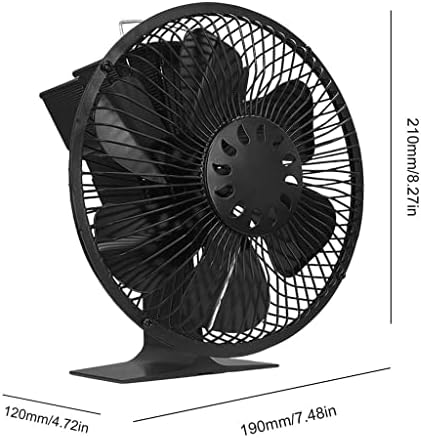 n/a Начало Вентилатор за Полицата фурна с 6 остриета, Работещ от топлина, Тихо Ефективно разпределение на топлината за Зимата на Дърва (Цвят: черен размер: 190x120x210 мм)