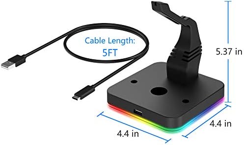 Бънджи за мишки RGB, Стойка за притежателя на кабел за мишки KAFRI с 1 порт USB хъб - Поддръжка на управление на проводниците