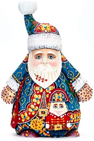 Са подбрани Фигурка на Дядо Коледа 220 мм с Щелкунчиком, Вырезанная от Дърво, Ръчно изработени Рисувани