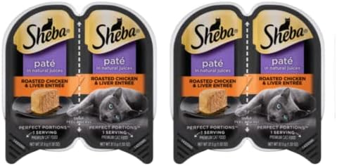 Sheba Храна за котки с различни пастет | (24 порции | 12 опаковки | 6 вкусове) Пуешко, Телешко, Пилешко месо, черен Дроб, Сьомга, Бяла