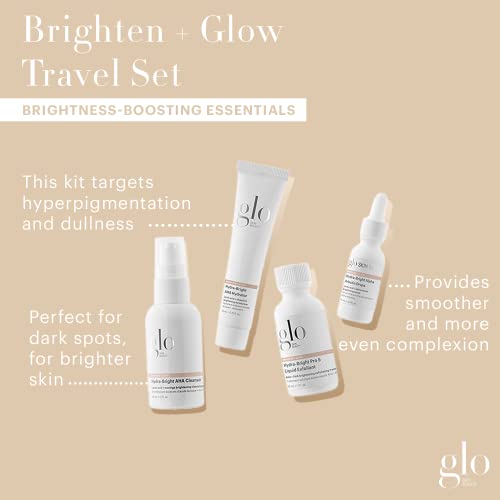 Glo Skin Beauty Brighten + Glow Пътен комплект | Мини Професионален Набор от продукти За грижа За кожата | Колекция от продукти за
