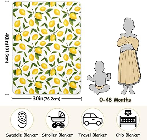 Пеленальное Одеяло с Лимонови листа, Памучно Одеало за Бебета, Приемащото Одеяло, Леко Меко Пеленальное Одеало за детско креватче, детски