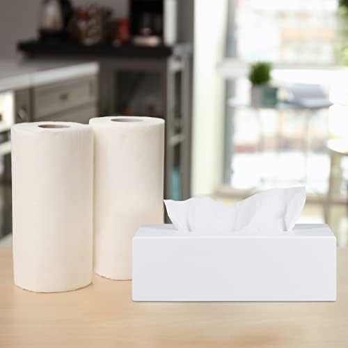 Кутия за салфетки Relaxdays от бамбук с Прибиращ основание 7,5 x 24 x 12 см Бял цвят