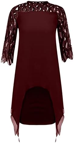 Жена шифоновое рокля iQKA, прозрачни рокли-ризи, с кръгло деколте и дълъг ръкав, по-големи размери, ежедневното кратко мини-рокля