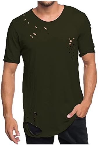 Мъжки Разкъсно Тениска, Хипстерский Кръгъл отвор, Однотонная Тениска С Къси ръкави, Лятна Мода Готина Удобна Блуза, Топ