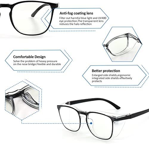 ALWAYSUV 2 Опаковки, Защитни Очила Фарове за Очила Синя Светлина Очила Кръгли Прозрачни Защитни Очила За Мъже /Жени