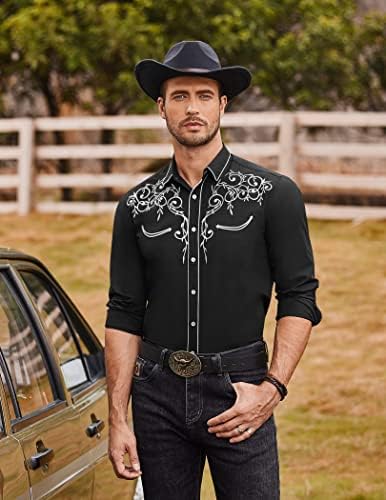 Мъжка риза с бродерия COOFANDY с дълъг ръкав, Приталенные Ежедневни Ризи с копчета