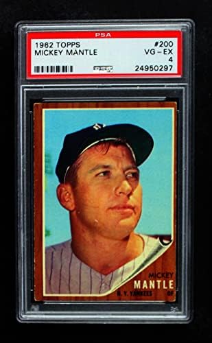 1962 Topps 200 Мики Мэнтл Ню Йорк Янкис (Бейзболна картичка) PSA PSA 4,00 Янкис