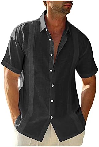 XXBR Мъжки Памучни Ленени Ризи Нови Летни Блузи С яка, копчета И Къс ръкав Свободно Намаляване на Плажната Ежедневни Риза Алоха
