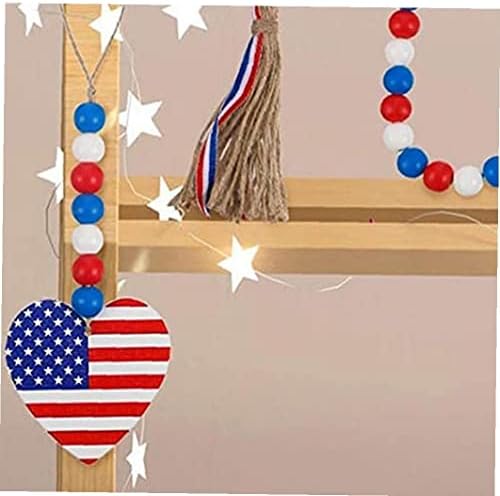 Ден на Независимостта Висящи Украшения на 4 юли Окачени Червени, Сини, Бели Мъниста Венец Американски Флаг Патриотичен Висулка за Украса на Дома
